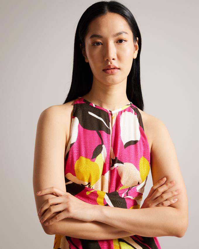 Combinaison Ted Baker Abstract Print With Wrap Bodice Rose Clair Femme | QOL-68221305